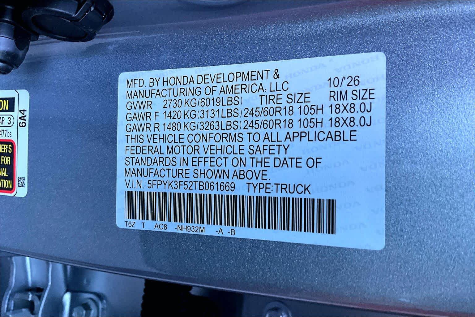New 2026 Honda Ridgeline RTL image 18