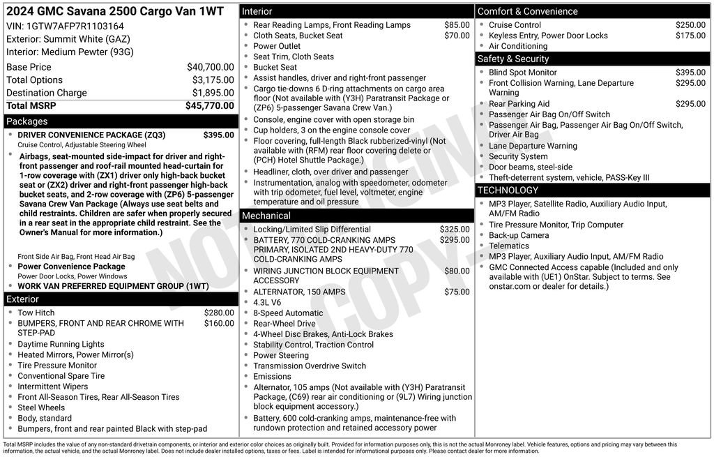 Used 2024 GMC Savana 2500 w/ Driver Convenience Package RWD image 13
