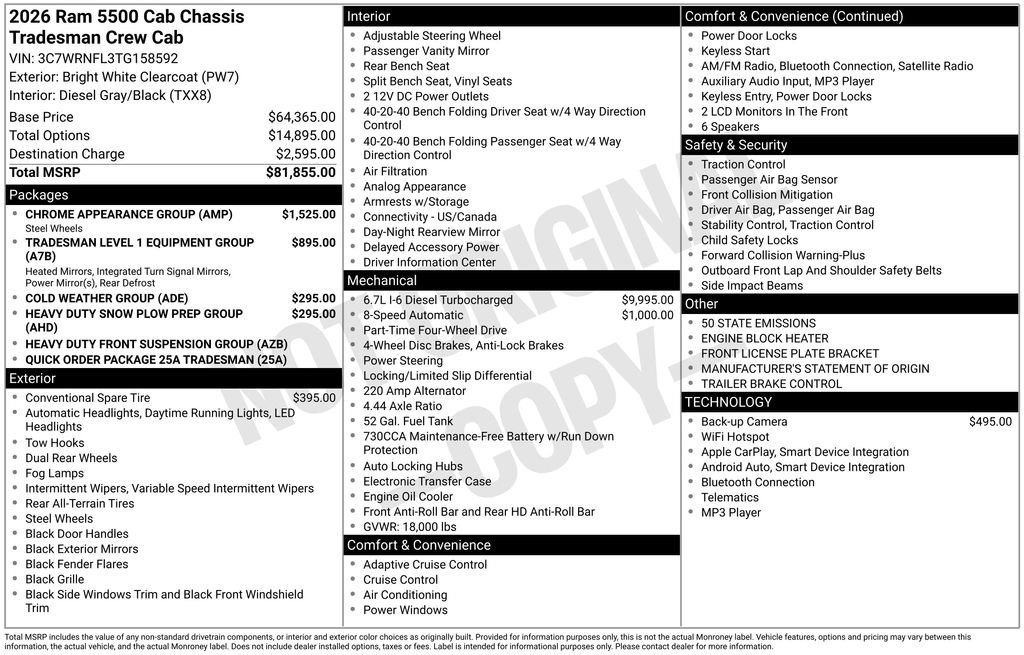 New 2026 RAM 5500 Tradesman w/ Chrome Appearance Group AWD/4WD image 3