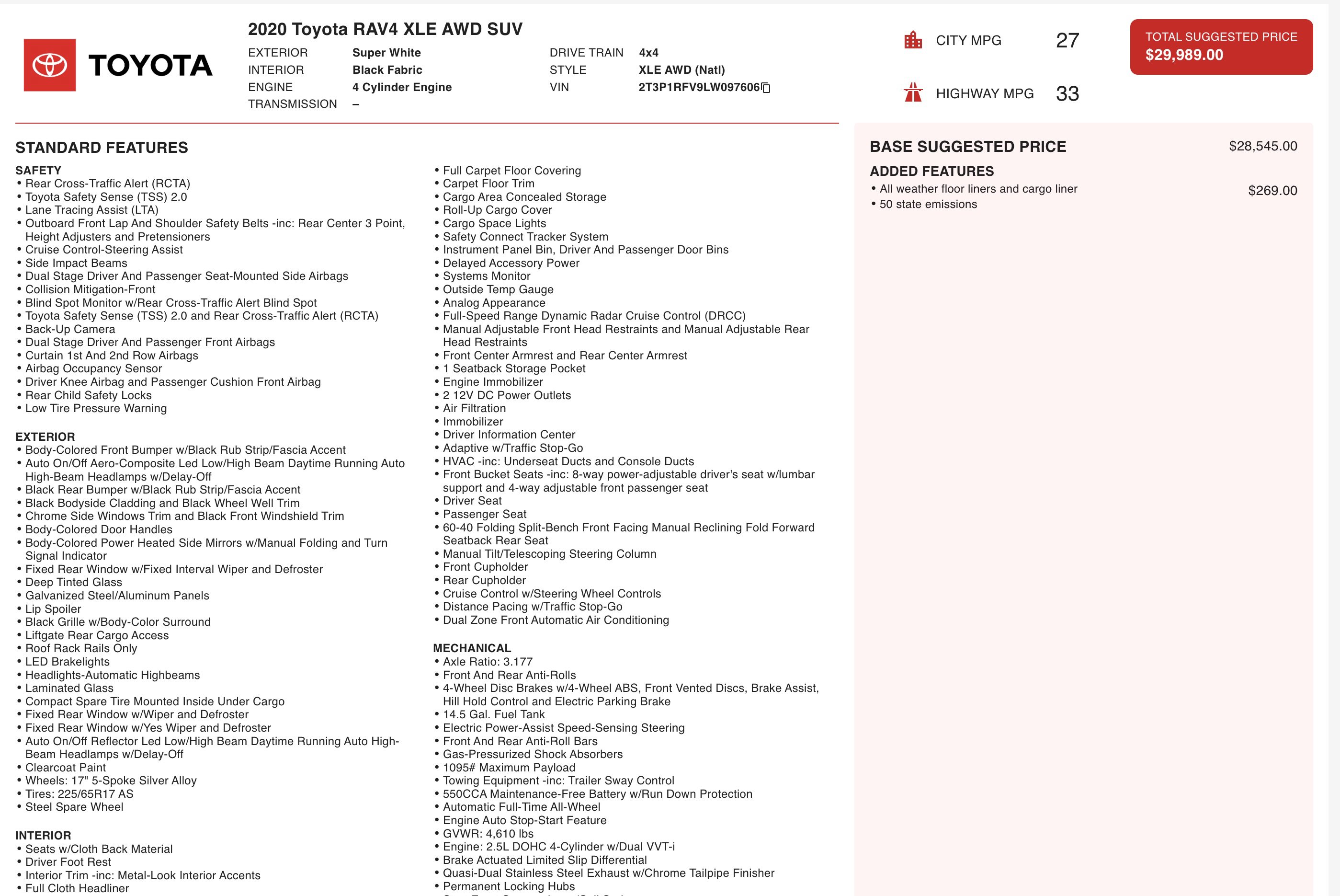 Used 2020 Toyota RAV4 XLE w/ All Weather Liner Package image 5