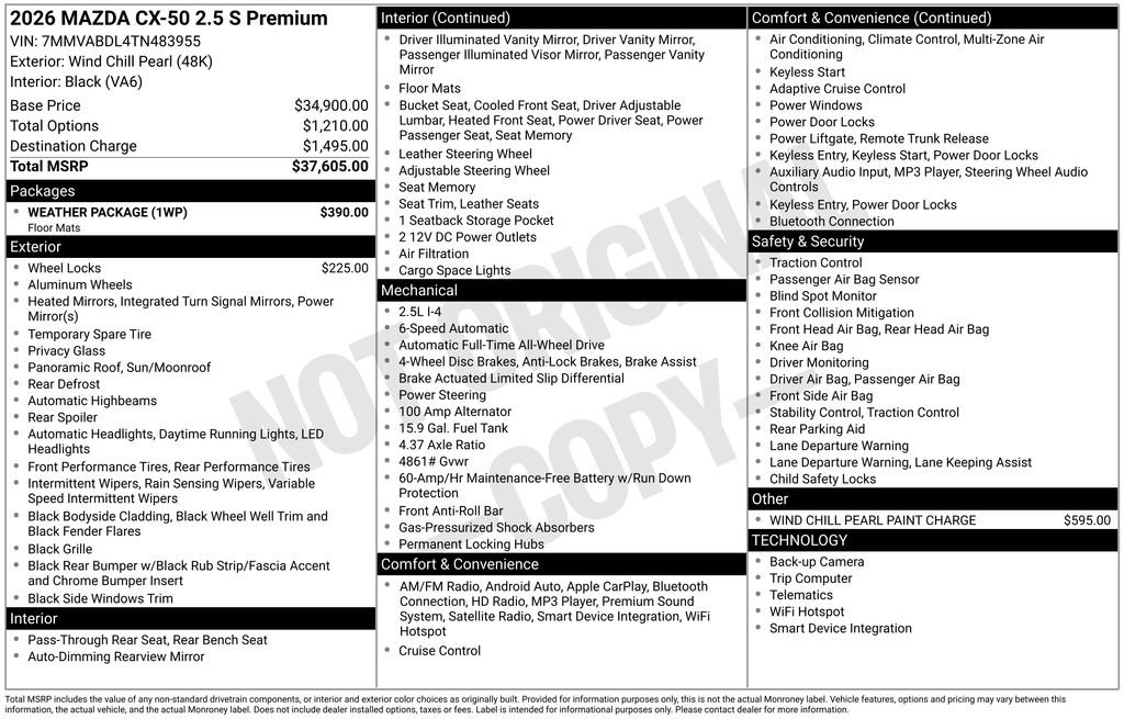 New 2026 MAZDA CX-50 AWD 2.5 S w/ Weather Package image 33