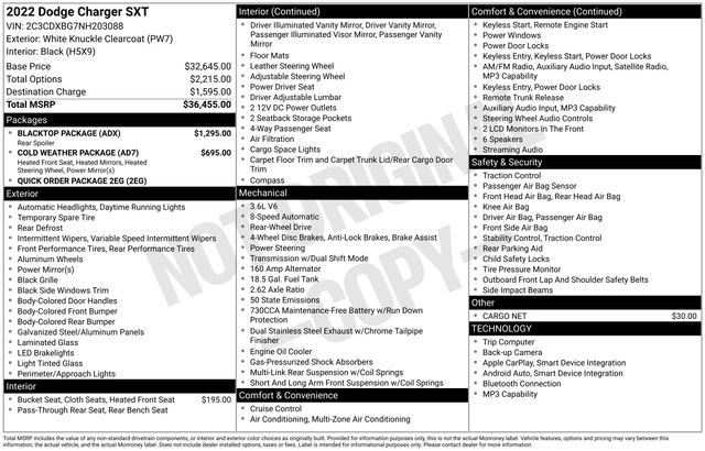 Used 2022 Dodge Charger SXT w/ Blacktop Package RWD image 3