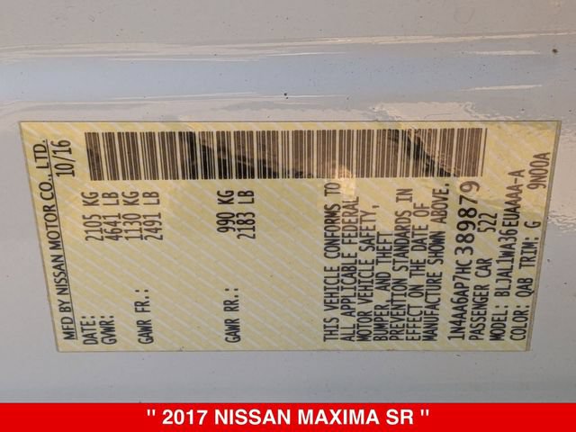 Used 2017 Nissan Maxima SR w/ Midnight Edition FWD image 41