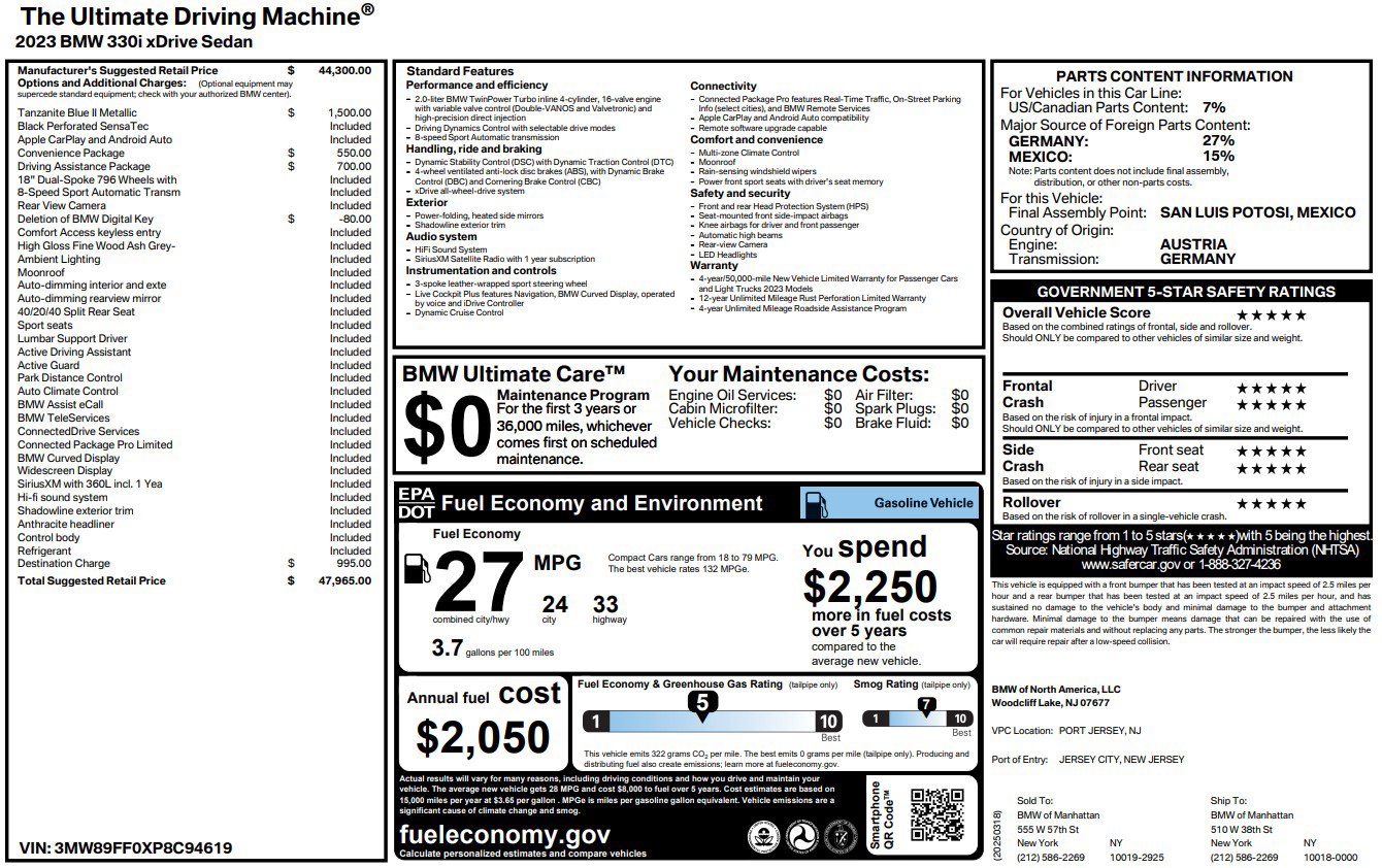 Used 2023 BMW 330i xDrive Sedan w/ Driving Assistance Package image 2