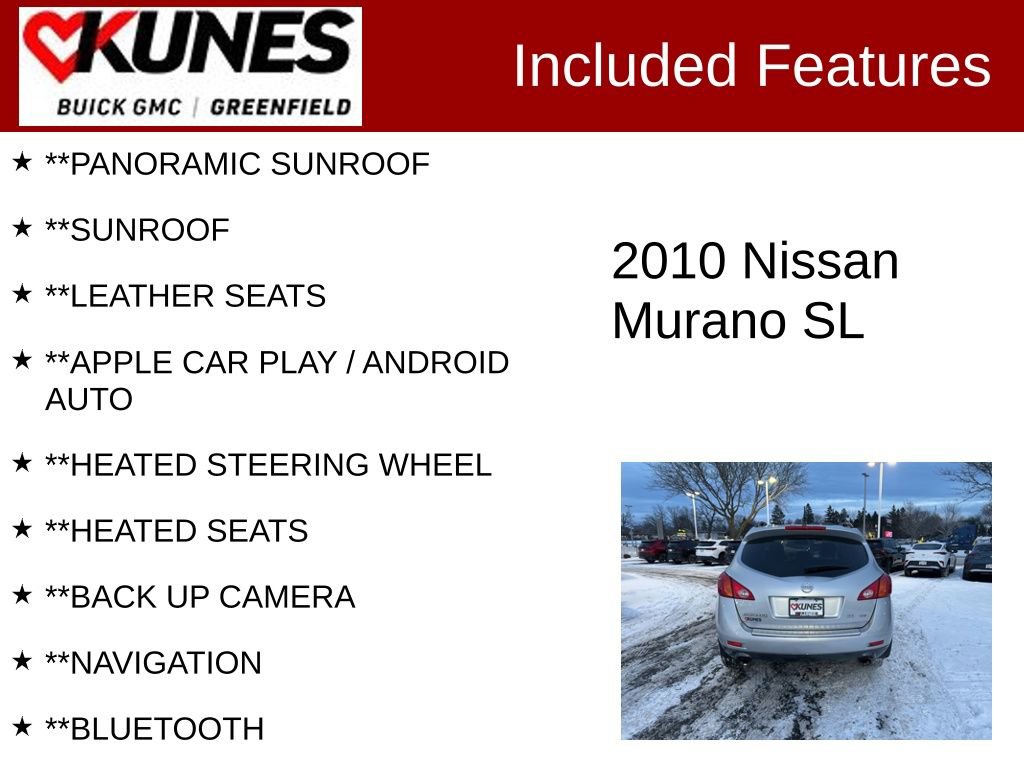 Used 2010 Nissan Murano SL w/ Navigation Pkg image 2