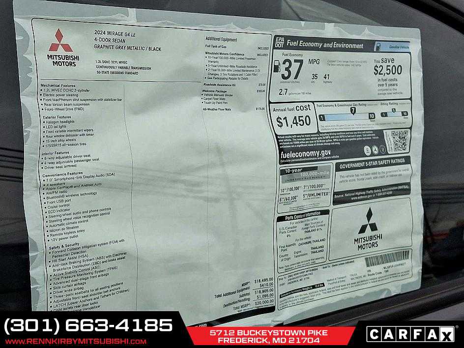 New 2024 Mitsubishi Mirage G4 LE image 17