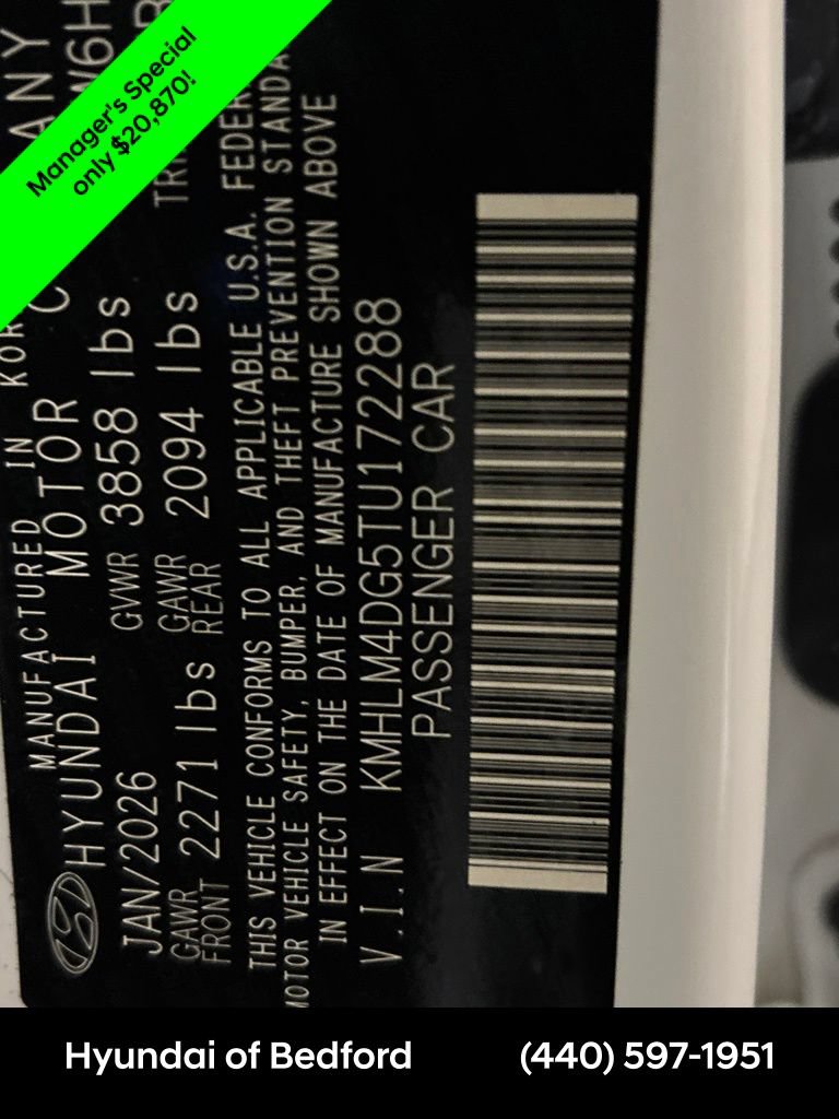 Certified 2026 Hyundai Elantra Sport w/ Cargo Package FWD image 24