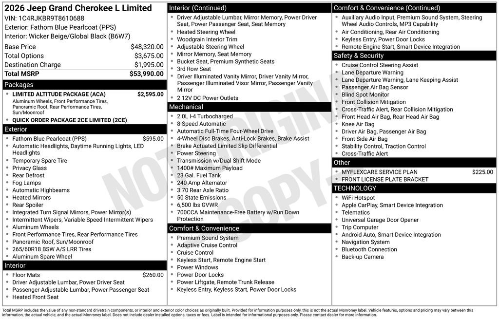 New 2026 Jeep Grand Cherokee L Limited w/ Limited Altitude Package AWD/4WD image 6