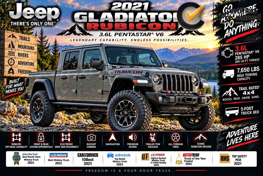 Certified 2021 Jeep Gladiator Rubicon AWD/4WD image 2