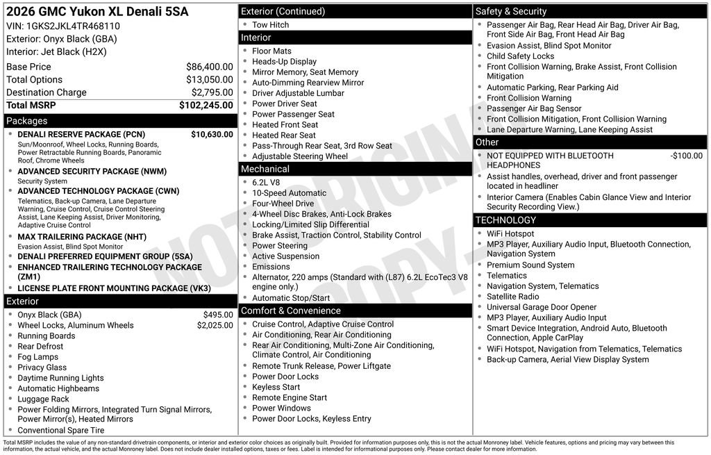 New 2026 GMC Yukon XL Denali w/ Denali Reserve Package AWD/4WD image 2