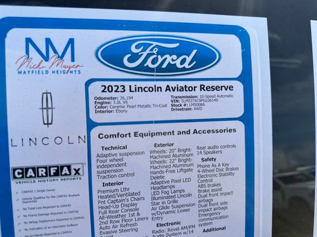 Used 2023 Lincoln Aviator Reserve w/ Equipment Group 201A image 38