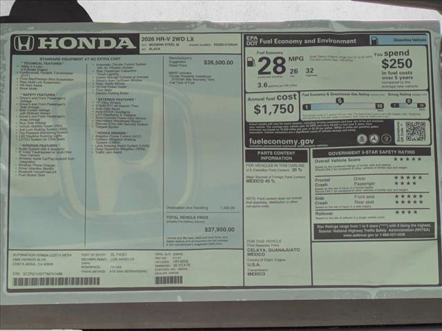 New 2026 Honda HR-V LX image 17