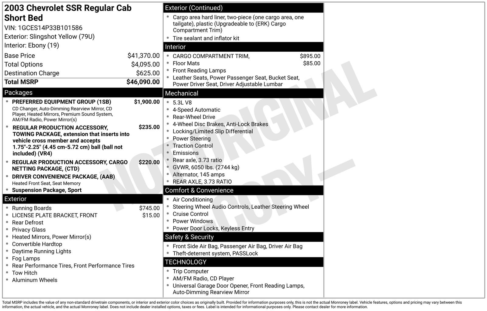 Used 2003 Chevrolet SSR w/ Preferred Equipment Group RWD image 8