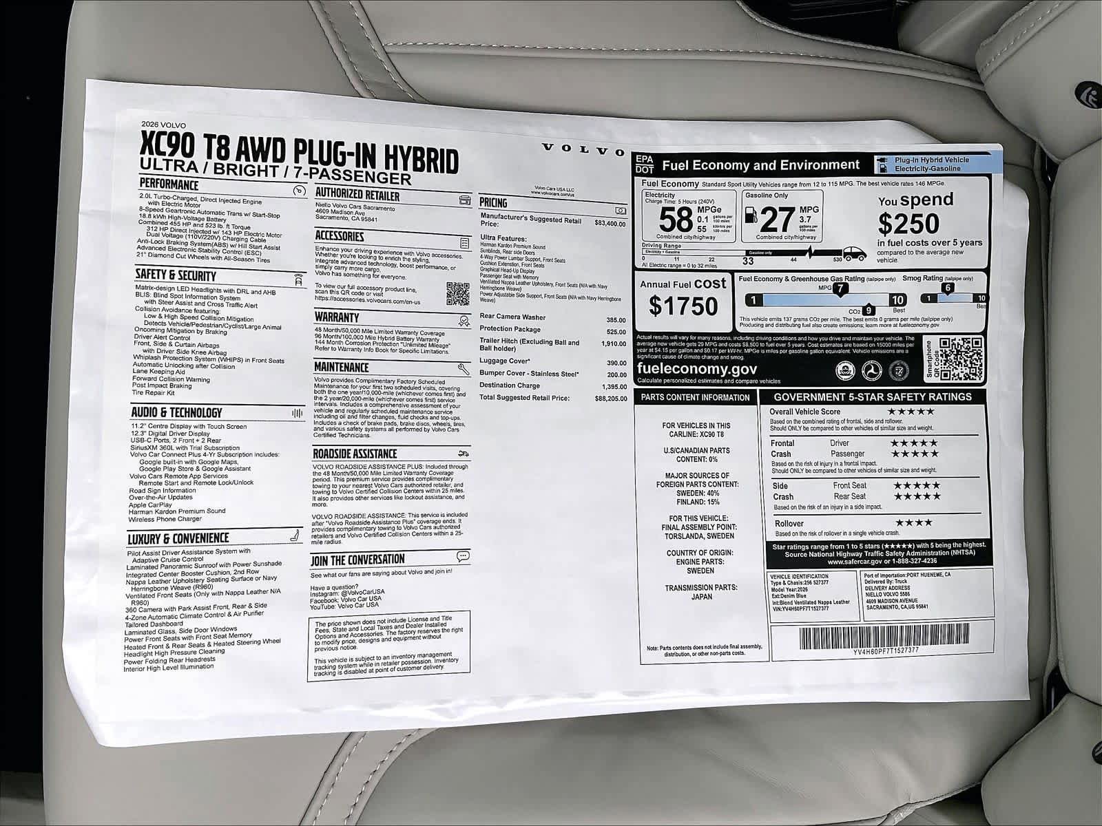 New 2026 Volvo XC90 T8 Ultra w/ Protection Package AWD/4WD image 37