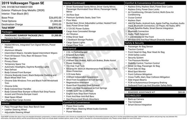 Used 2019 Volkswagen Tiguan SE w/ Panoramic Sunroof Package image 15