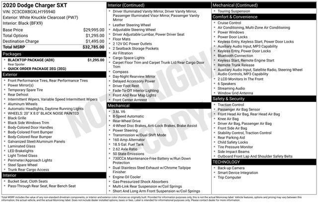 Used 2020 Dodge Charger SXT w/ Blacktop Package RWD image 6