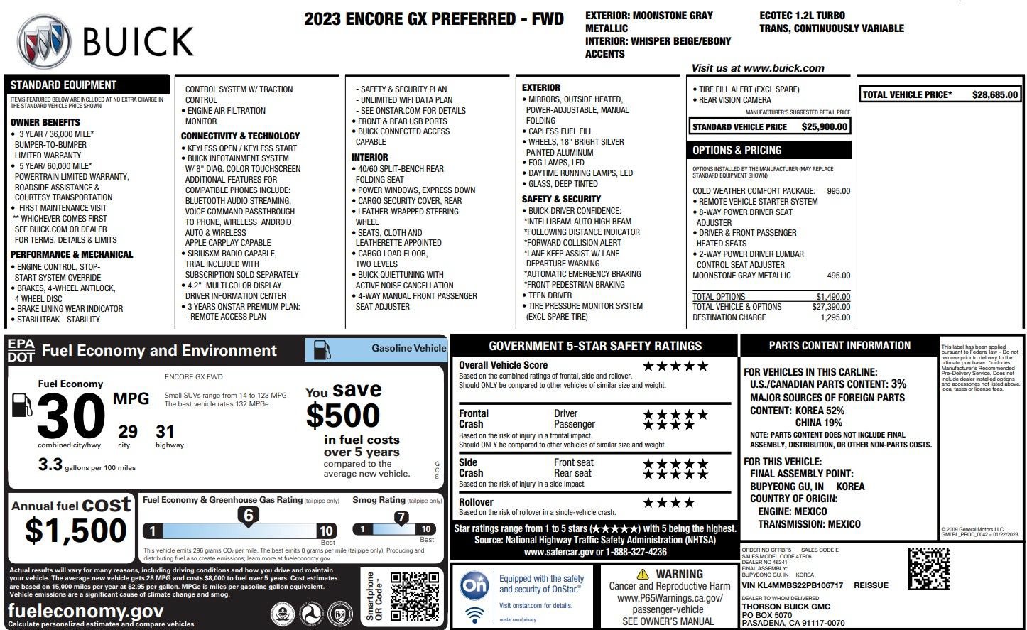 Used 2023 Buick Encore GX Preferred w/ Cold Weather Comfort Package FWD image 38