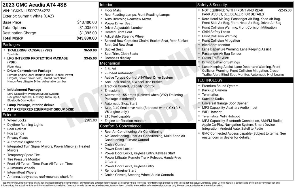 Used 2023 GMC Acadia AT4 w/ Trailering Package AWD/4WD image 2
