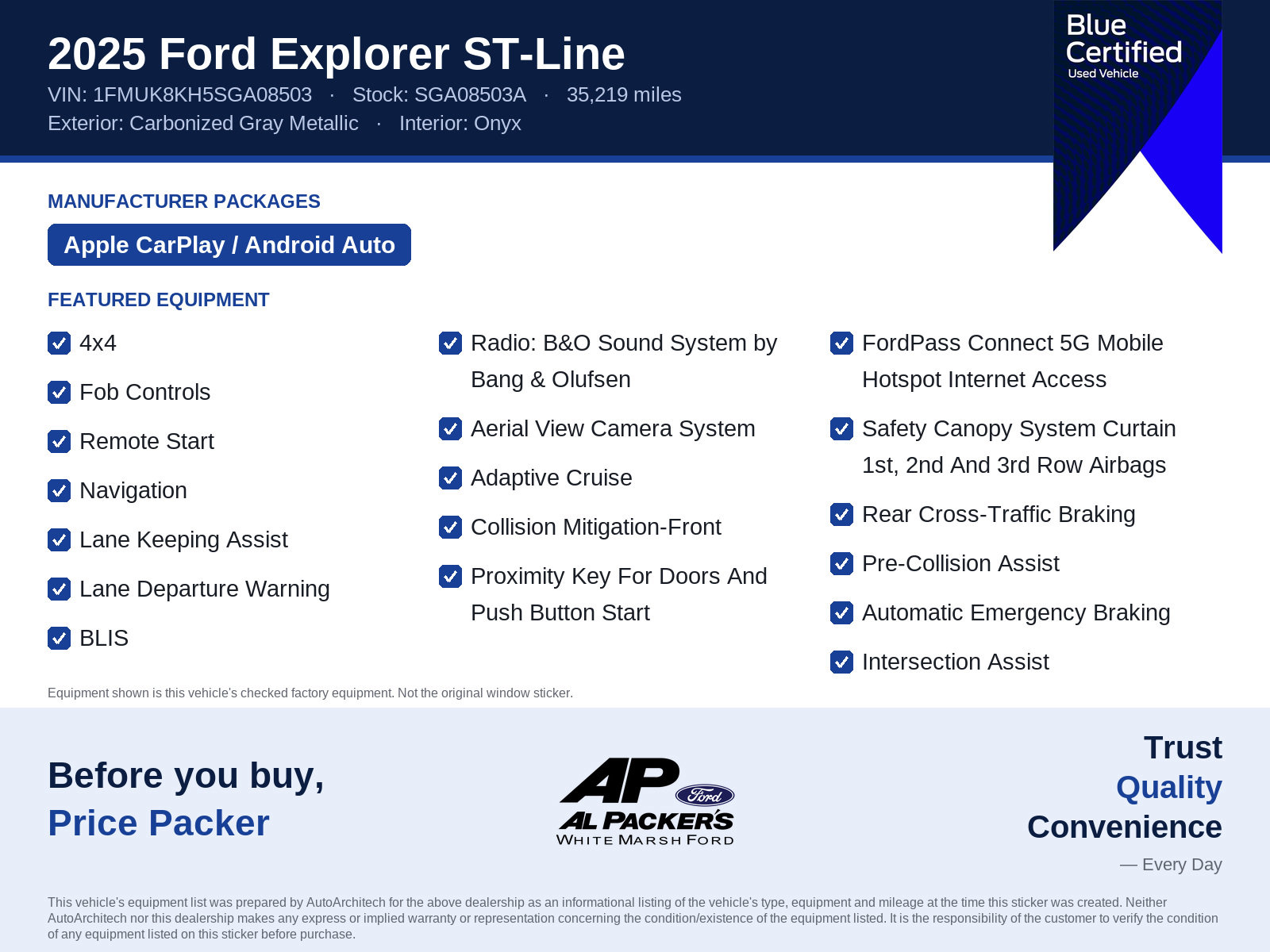 Certified 2025 Ford Explorer ST-Line w/ Premium Package AWD/4WD image 10