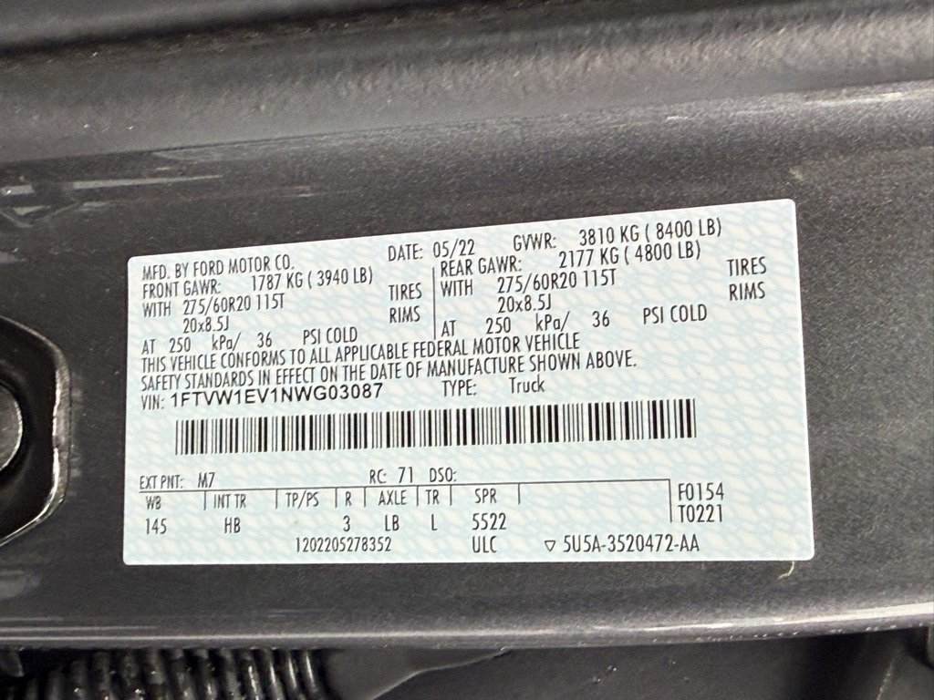 Used 2022 Ford F150 Lightning Lariat w/ Equipment Group 511A High image 34