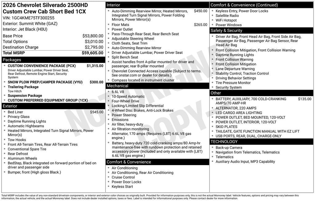 New 2026 Chevrolet Silverado 2500 Custom w/ Custom Convenience Package AWD/4WD image 11