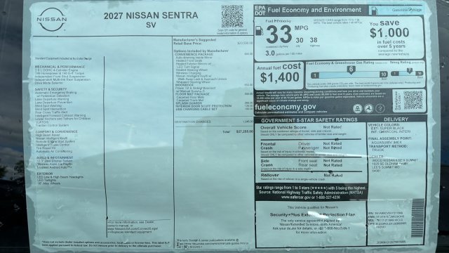 New 2027 Nissan Sentra SV w/ SV Convenience Package FWD image 45