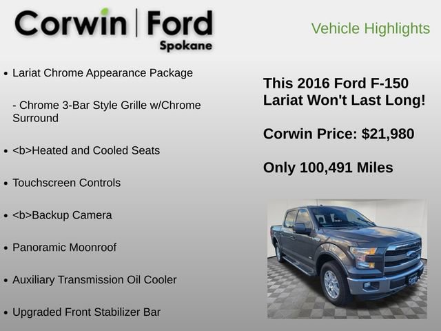 Used 2016 Ford F150 Lariat w/ Equipment Group 501A Mid image 18
