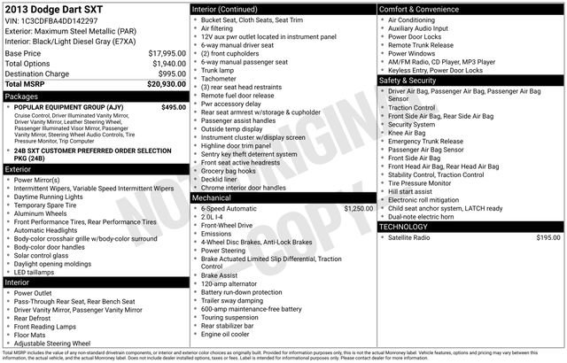 Used 2013 Dodge Dart SXT w/ Popular Equipment Group image 8