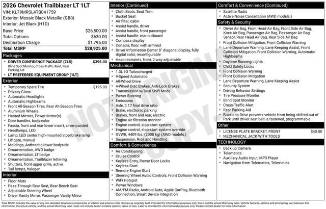 Used 2026 Chevrolet TrailBlazer LT w/ Driver Confidence Package image 5