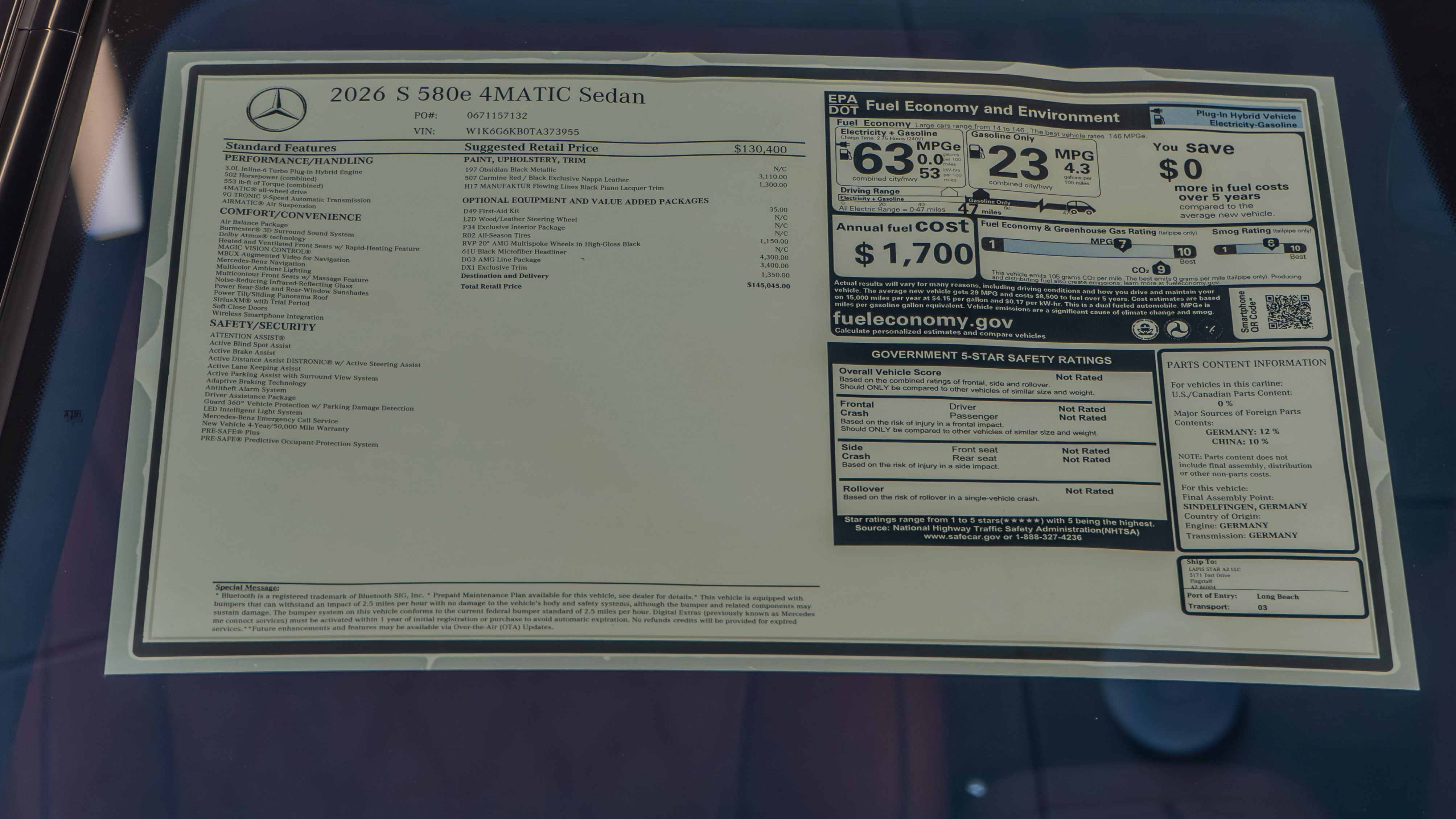 New 2026 Mercedes-Benz S 580e 4MATIC Sedan image 36