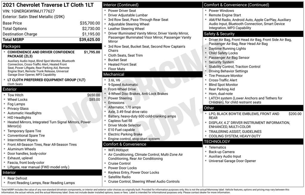 Certified 2021 Chevrolet Traverse LT FWD image 7