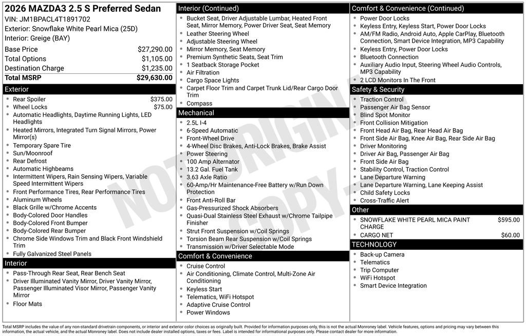 New 2026 MAZDA MAZDA3 2.5 S Sedan w/ Preferred Pkg FWD image 7