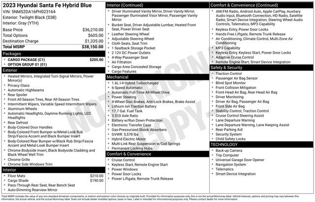 Certified 2023 Hyundai Santa Fe Blue w/ Cargo Package image 10
