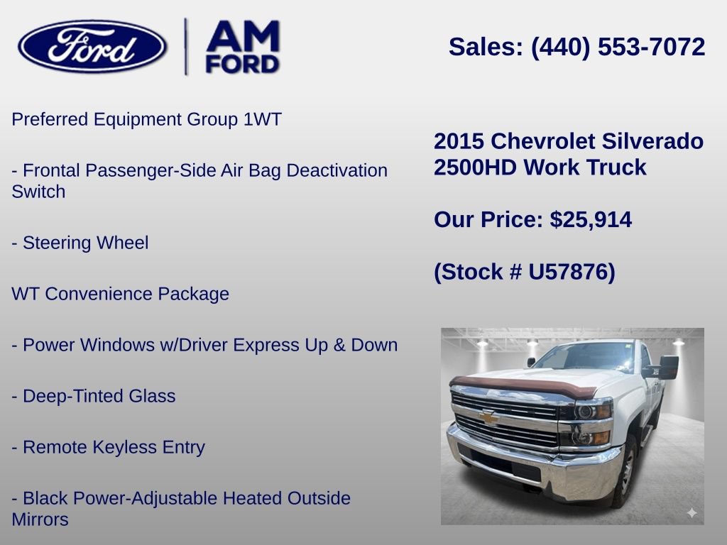 Used 2015 Chevrolet Silverado 2500 W/T w/ WT Convenience Package AWD/4WD image 6