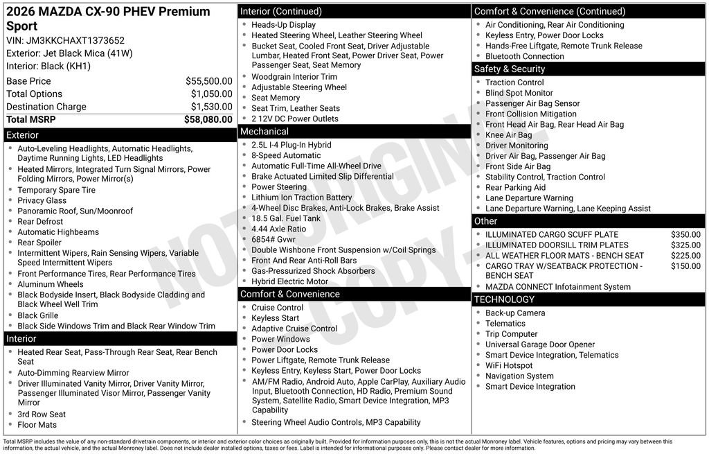 New 2026 MAZDA CX-90 Plug-In Hybrid w/Premium Sport AWD/4WD image 4