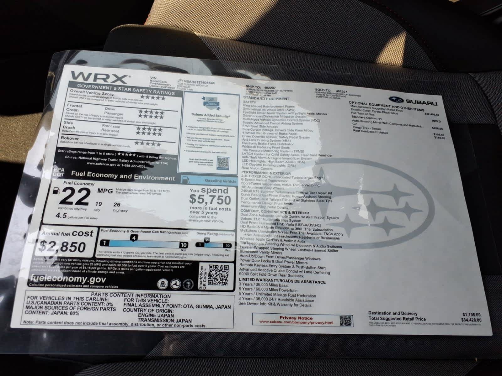New 2026 Subaru WRX AWD/4WD image 40