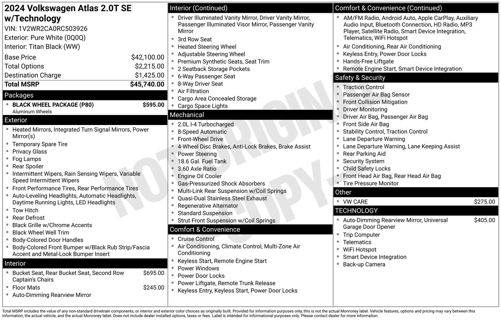 Used 2024 Volkswagen Atlas SE w/ Black Wheel Package image 14