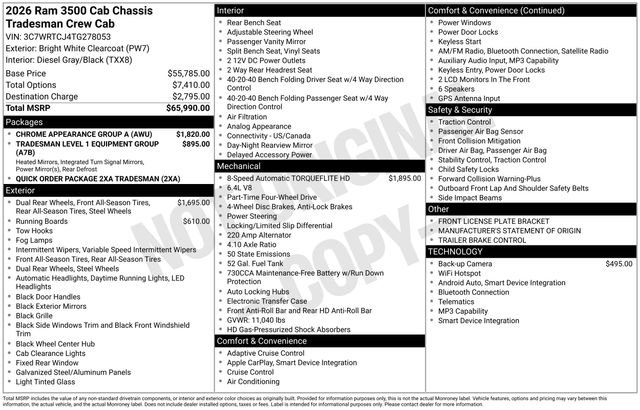 New 2026 RAM 3500 Tradesman w/ Chrome Appearance Group A AWD/4WD image 32