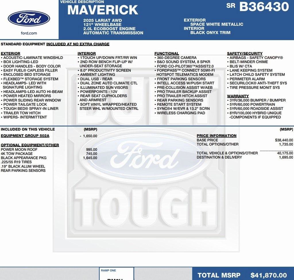 New 2025 Ford Maverick Lariat w/ Black Appearance Package image 2