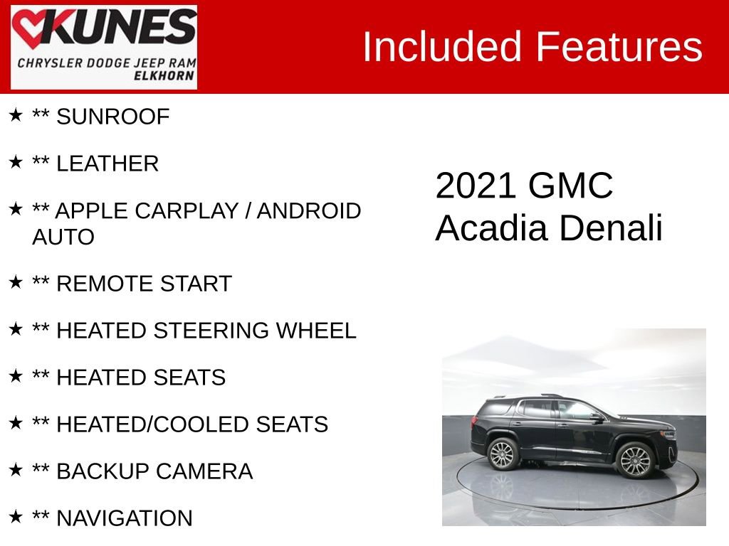 Used 2021 GMC Acadia Denali w/ Denali Ultimate Package image 2