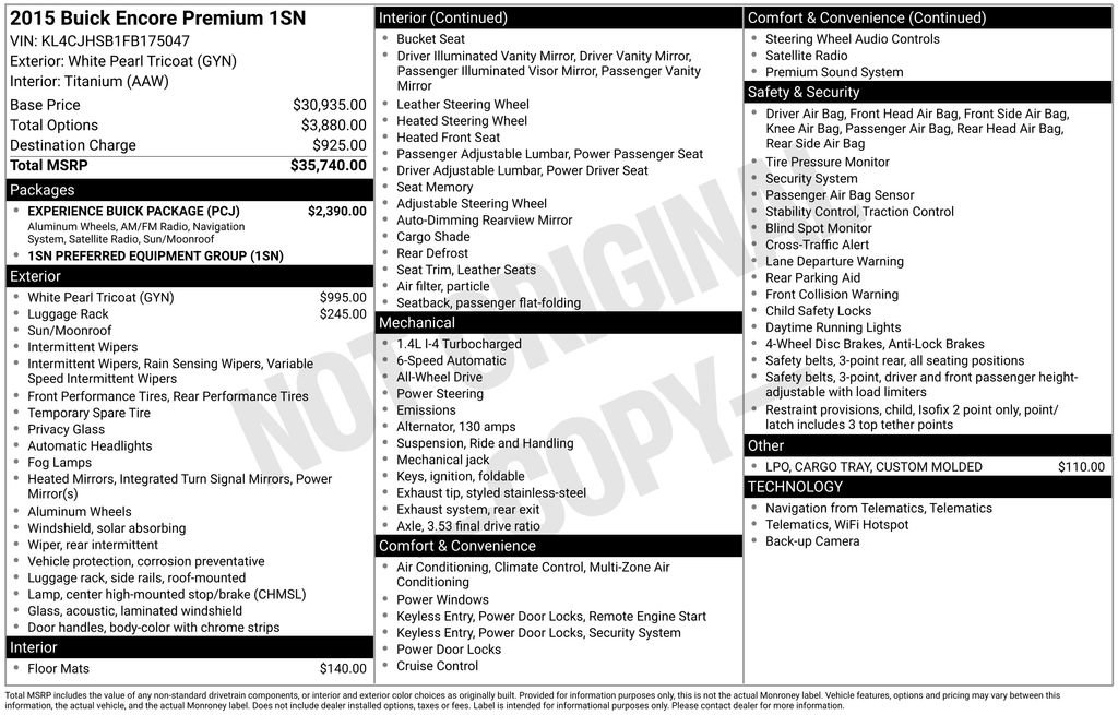 Used 2015 Buick Encore Premium w/ Experience Buick Package image 43