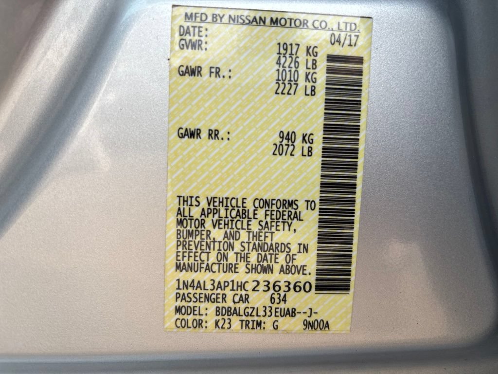 Used 2017 Nissan Altima 2.5 S w/ Power Driver Seat Package FWD image 10