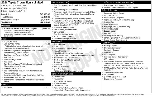 New 2026 Toyota Crown Signia w/ Advanced Technology Package AWD/4WD image 1