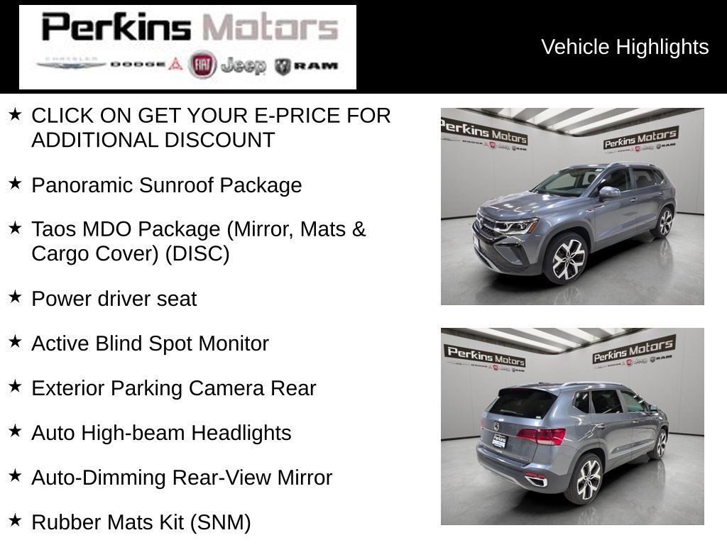 Used 2022 Volkswagen Taos SEL w/ Panoramic Sunroof Package AWD/4WD image 7