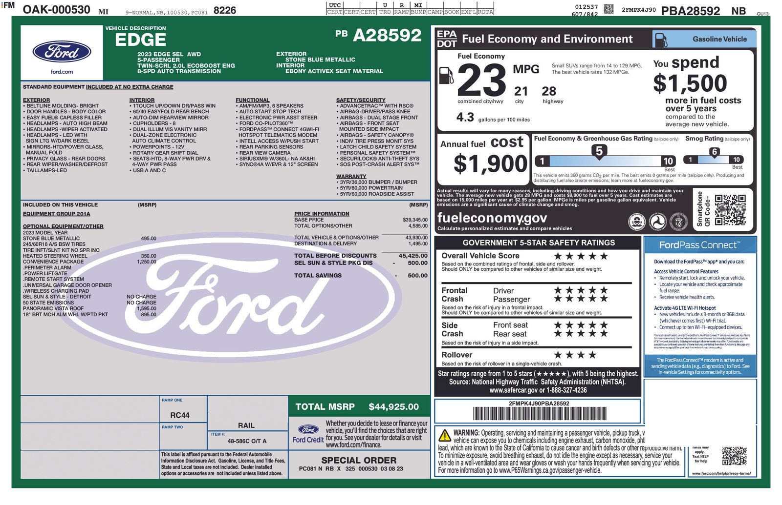 Used 2023 Ford Edge SEL w/ Convenience Package AWD/4WD image 15