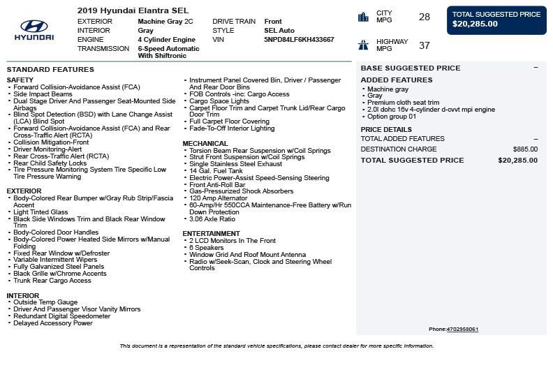 Used 2019 Hyundai Elantra SEL image 3