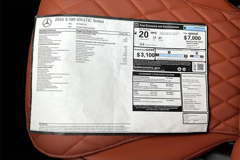 New 2026 Mercedes-Benz S 580 4MATIC Sedan image 14