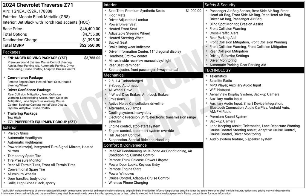 Used 2024 Chevrolet Traverse Z71 w/ Enhanced Driving Package AWD/4WD image 6