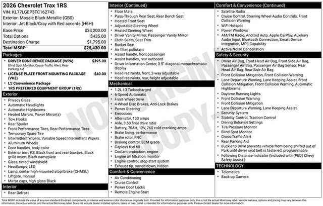New 2026 Chevrolet Trax RS w/ Driver Confidence Package FWD image 5