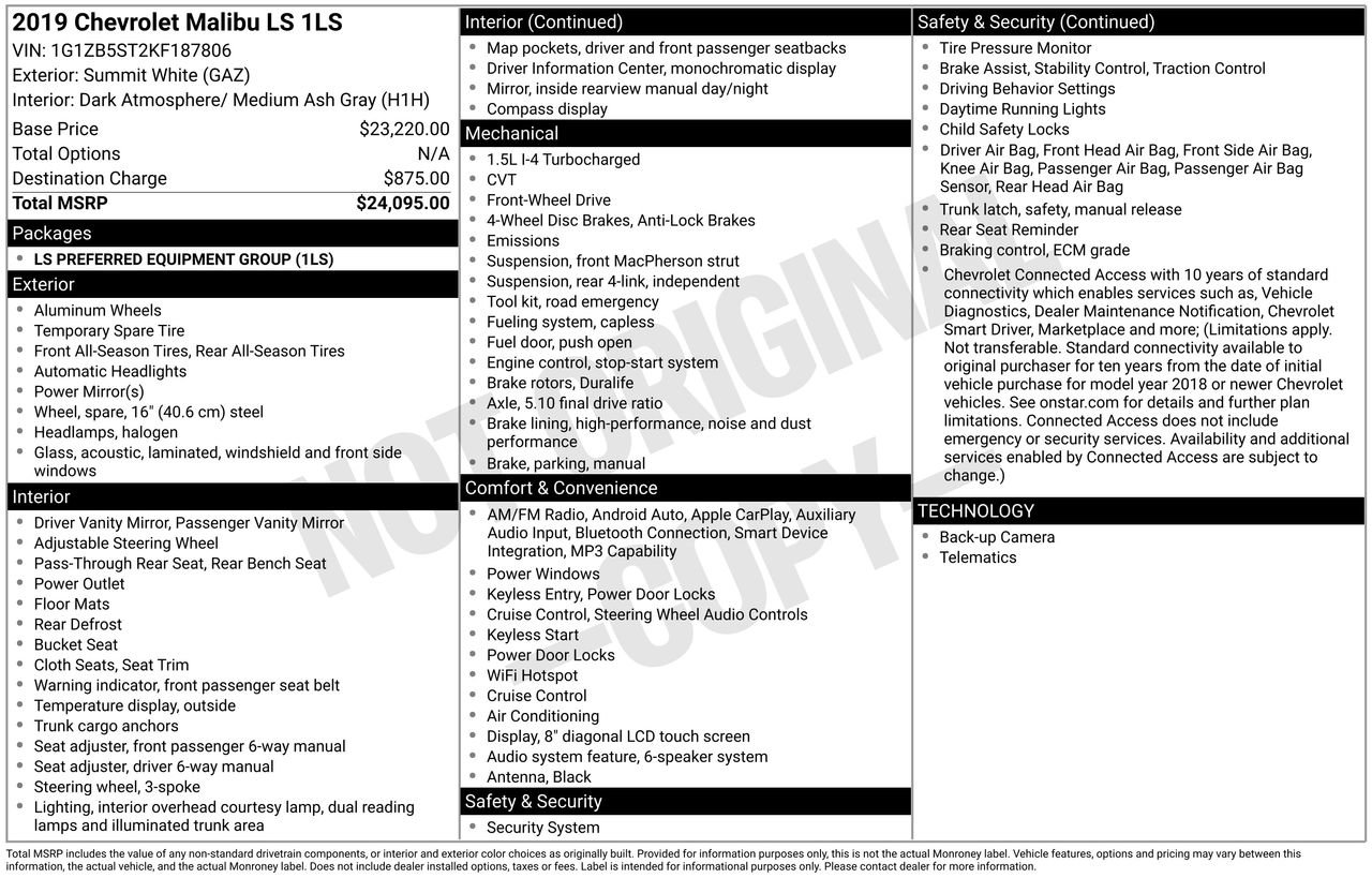 Used 2019 Chevrolet Malibu LS image 39